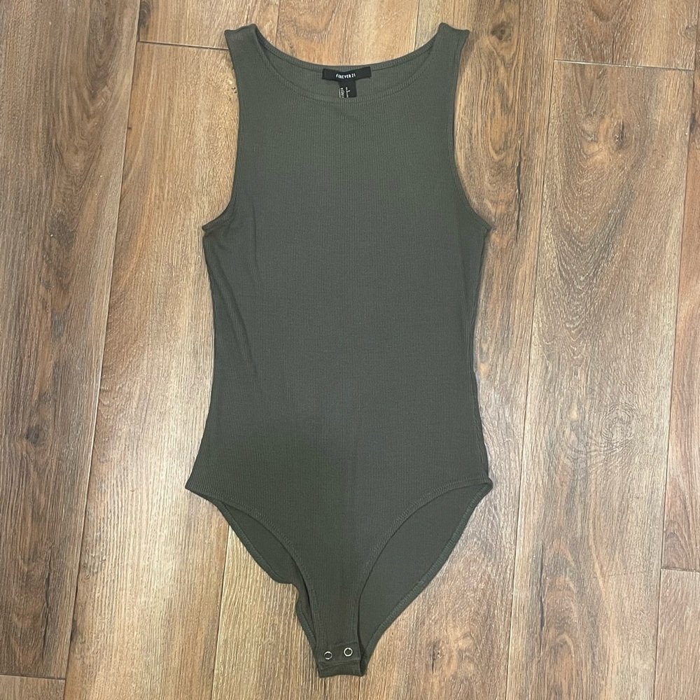Forever 21 Ribbed Green Bodysuit